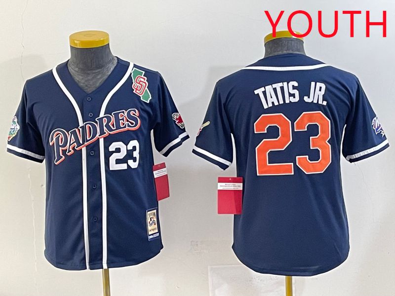 Youth 2025 San Diego Padres #23 Tatis jr Blue Throwback Game Nike MLB Jersey style 23->youth mlb jersey->Youth Jersey